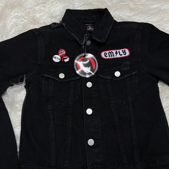 Emily Strange Black Jean Jacket Size Small - Picture 2 of 5